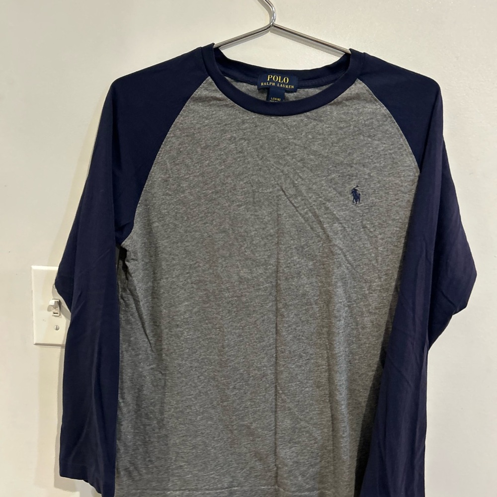 Polo by Ralph Lauren Men's Long Sleeve Navy and Gray Tee
